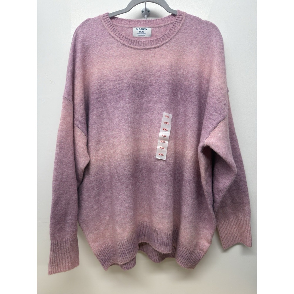 Old Navy Women XXL Tall Pullover Sweater Wool Blend Pink Ombré Crew Neck #44 - Picture 2 of 8